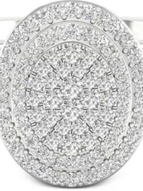 Macy's Diamond Oval Cluster Ring (1/2 ct. t.w.) in Sterling Silver. Size 5.5.